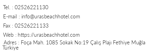 Uras Beach Hotel telefon numaralar, faks, e-mail, posta adresi ve iletiim bilgileri